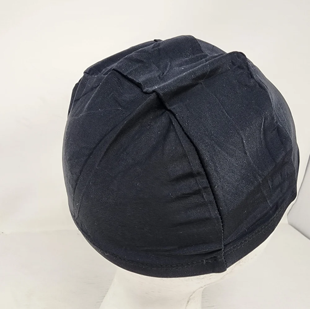 Unisex Black‎ Stretch Dome Cap Breathable Fitted Skull Cap For Wig Or Braids